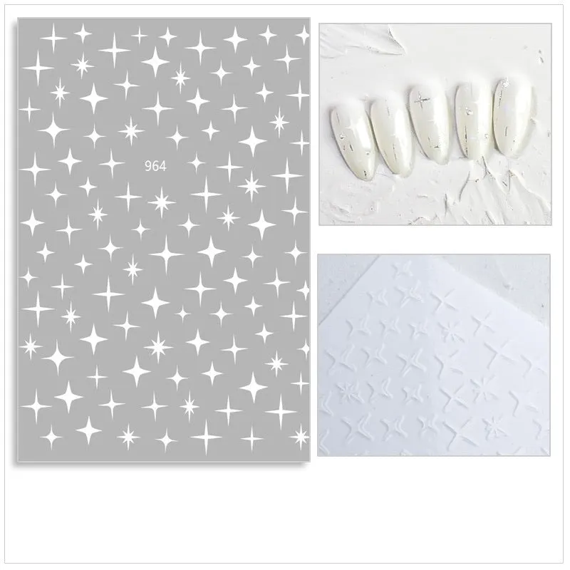 Black Red 3D Nail Sticker Self Adhesive Love Heart Star Butterfly Flower Nail Decals Slider DIY Nail Art Decoration-Nail Inspo