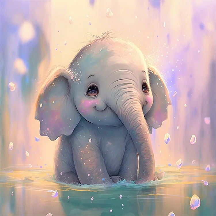 Full Round Diamond Painting - Cute Baby Elephant 30*30CM