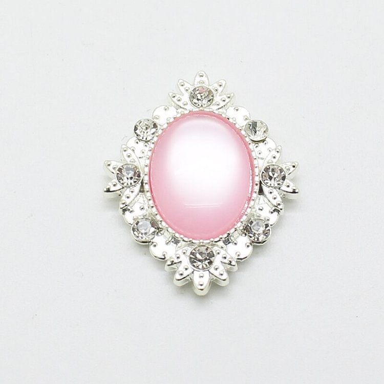 10Pcs 25x32mm Alloy Flatback Buttons For Handmade Flower Gift