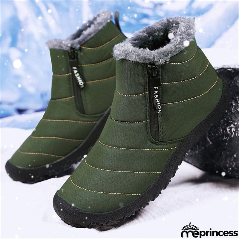 Double Zip Plush Lined Outdoor Ankle Snow Boots for Men