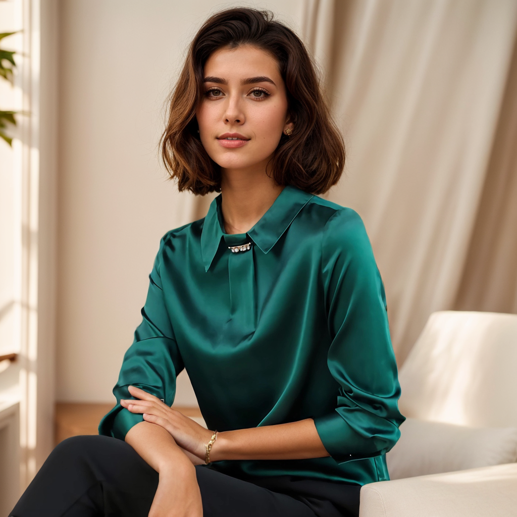 Elegant Solid Color Silk Shirt for Women REAL SILK LIFE