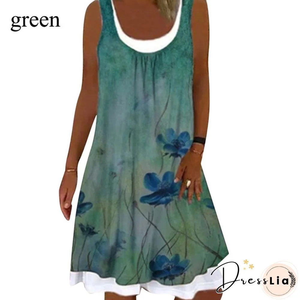 Women's Fashion New Spring Casual Temperament Suspender Type Sleeveless Round Neck A-line Skirt Dress