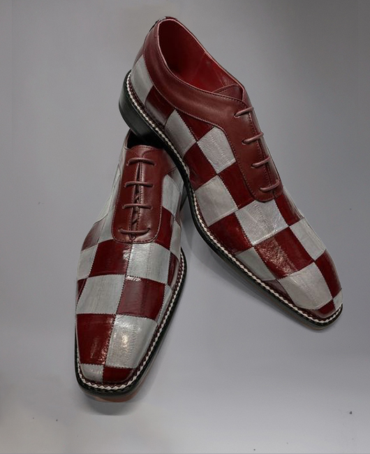 Business Chessboard Pattern Strappy Pointed Toe PU Leather Oxford Shoes