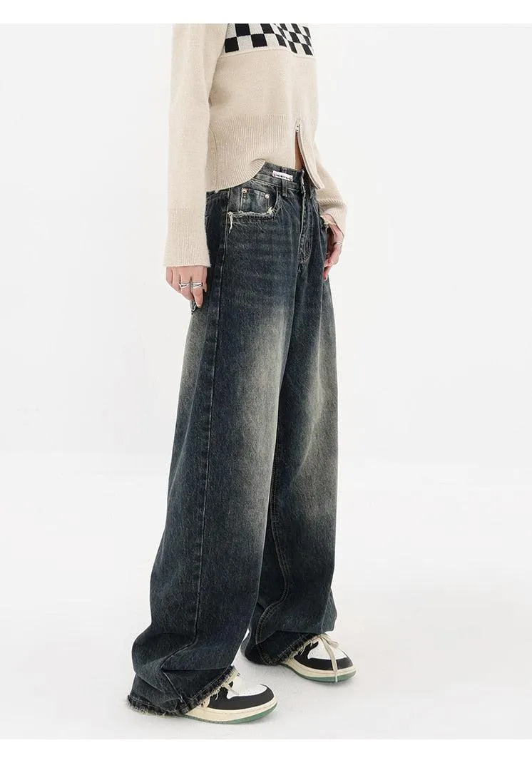 Brownm Wide Leg Dark Jeans