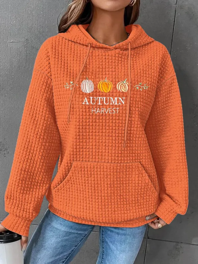 Women's Fall Pumpkin Check Hoodie 
