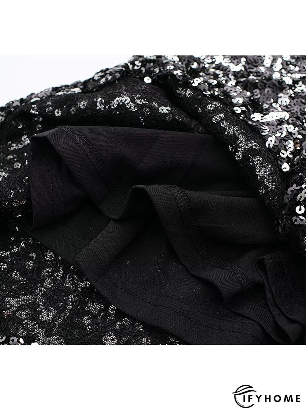 Women Beading Sequined Dress Asymmetrical Design One Shoulder Sleeve Mini Dresses | IFYHOME