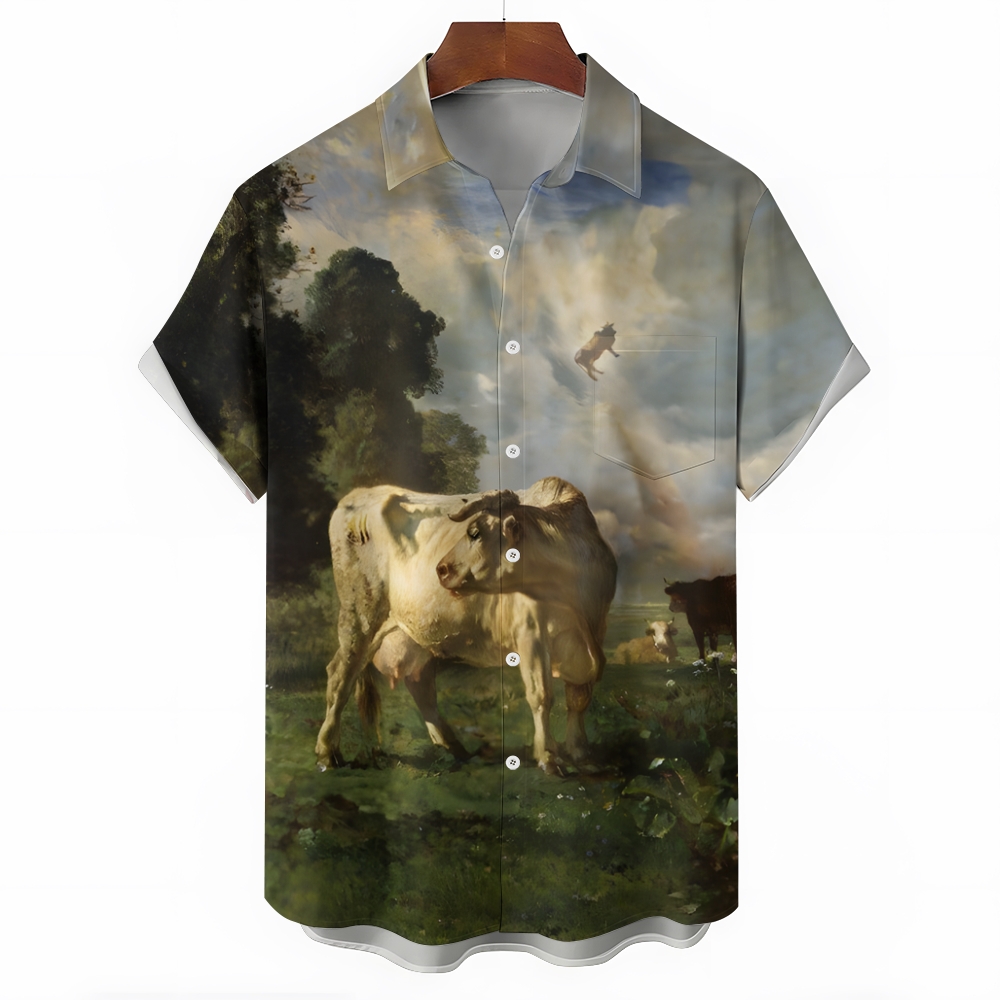 Pastoral Cow Pattern Hawaiian Shirt