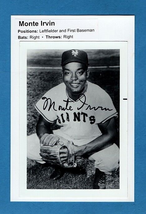 MONTE IRVIN-NY GIANTS AUTOGRAPHED POSTCARD SIZED Photo Poster painting-HOF-(d.2016)