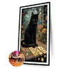 Chat noir-pleine peinture diamant rond-40 * 60cm-dp grande taille