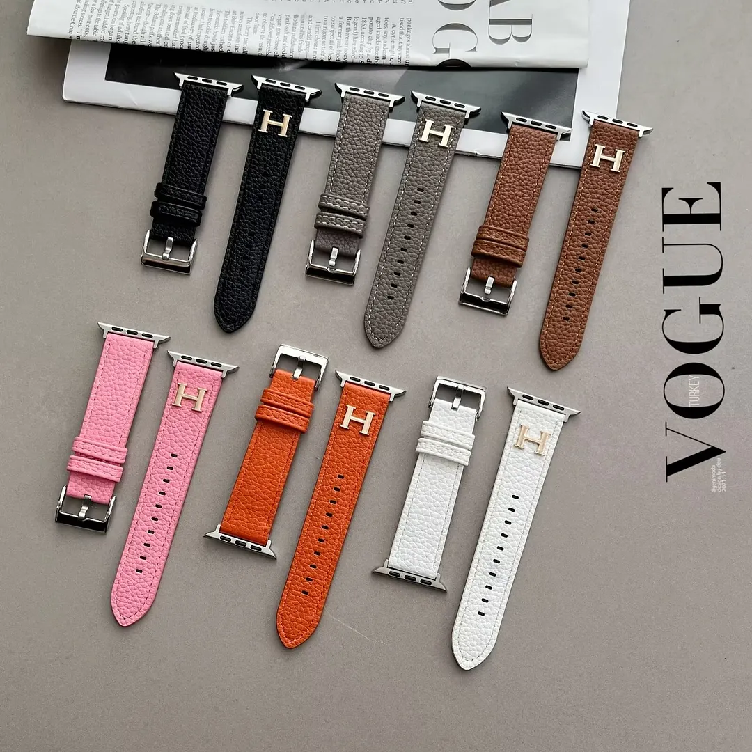 Herm&egrave;s Genuine Leather Apple Watch H-label Replacement Strap iWatch Band