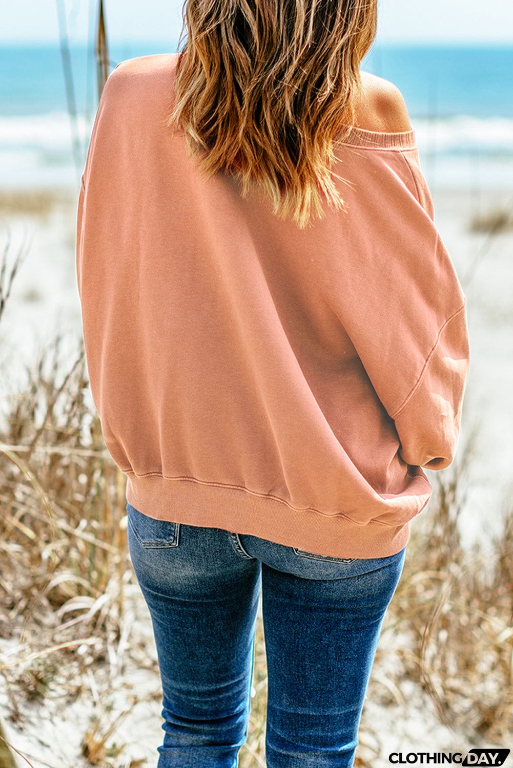 Drop Shoulder Sweatshirt with Kangaroo Pocket