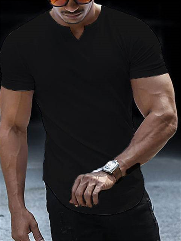 Men's T shirt Tee Plain V Neck Street Casual Short Sleeve Clothing Apparel Fashion Classic Comfortable Big and Tall