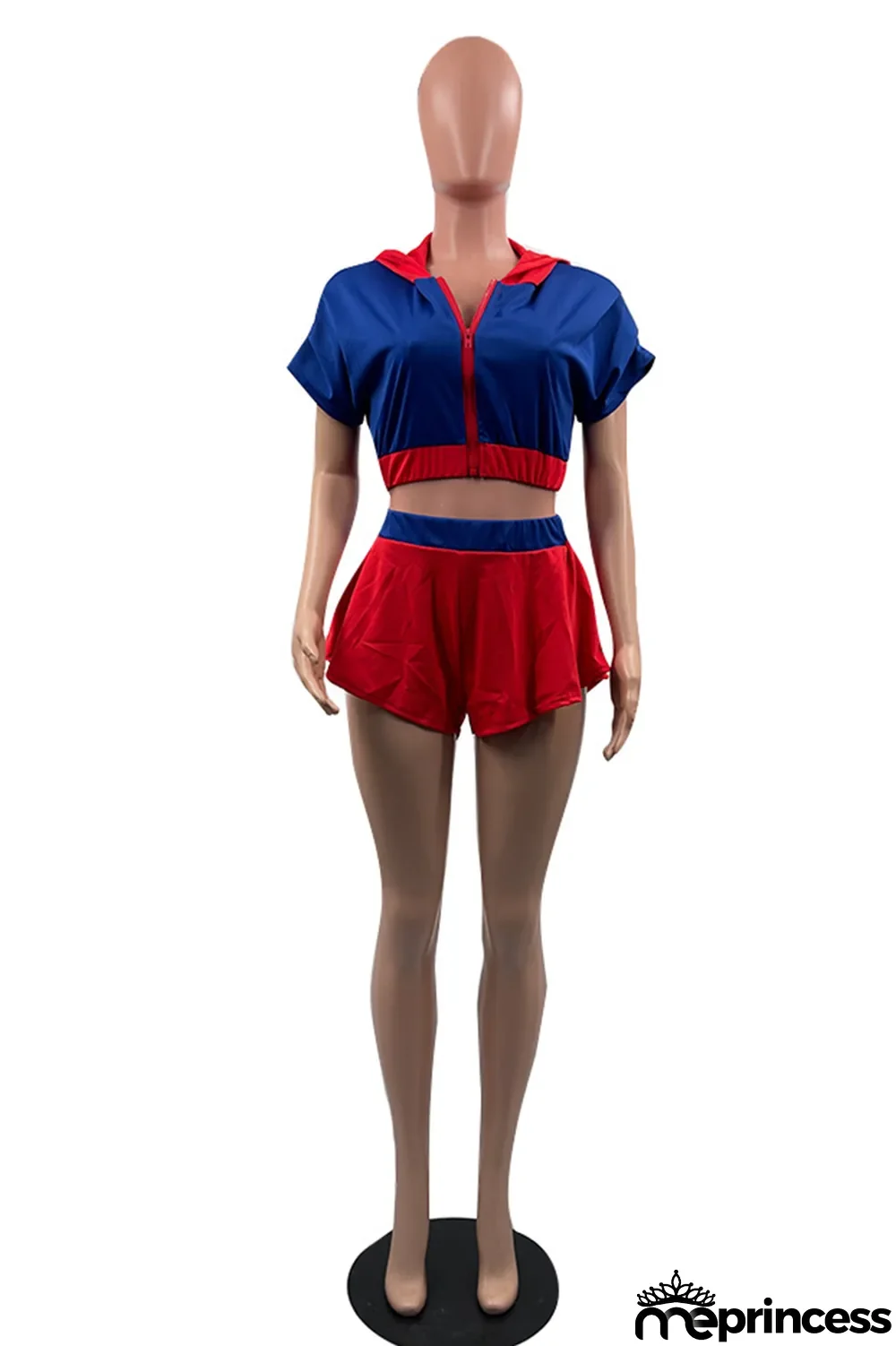 Blue Fashion Casual Solid Patchwork Draw String Hooded Collar Plus Size Two Pieces