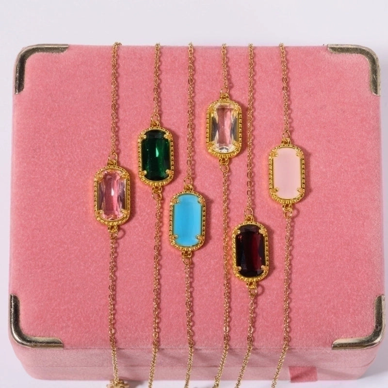 Titanium Steel Elegant Minimalist Plating Inlay Geometric Zircon Bracelets