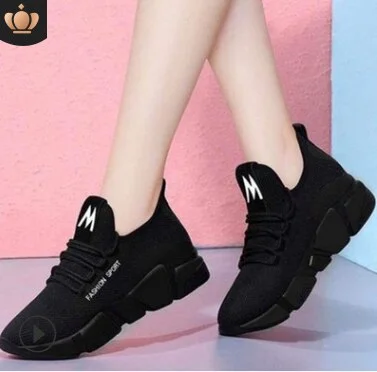 Women Breathable Platform Sneakers Fashion 2021 Spring New Lace-up Casual Shoes Women Vulcanized Shoes Black Shoes for Women