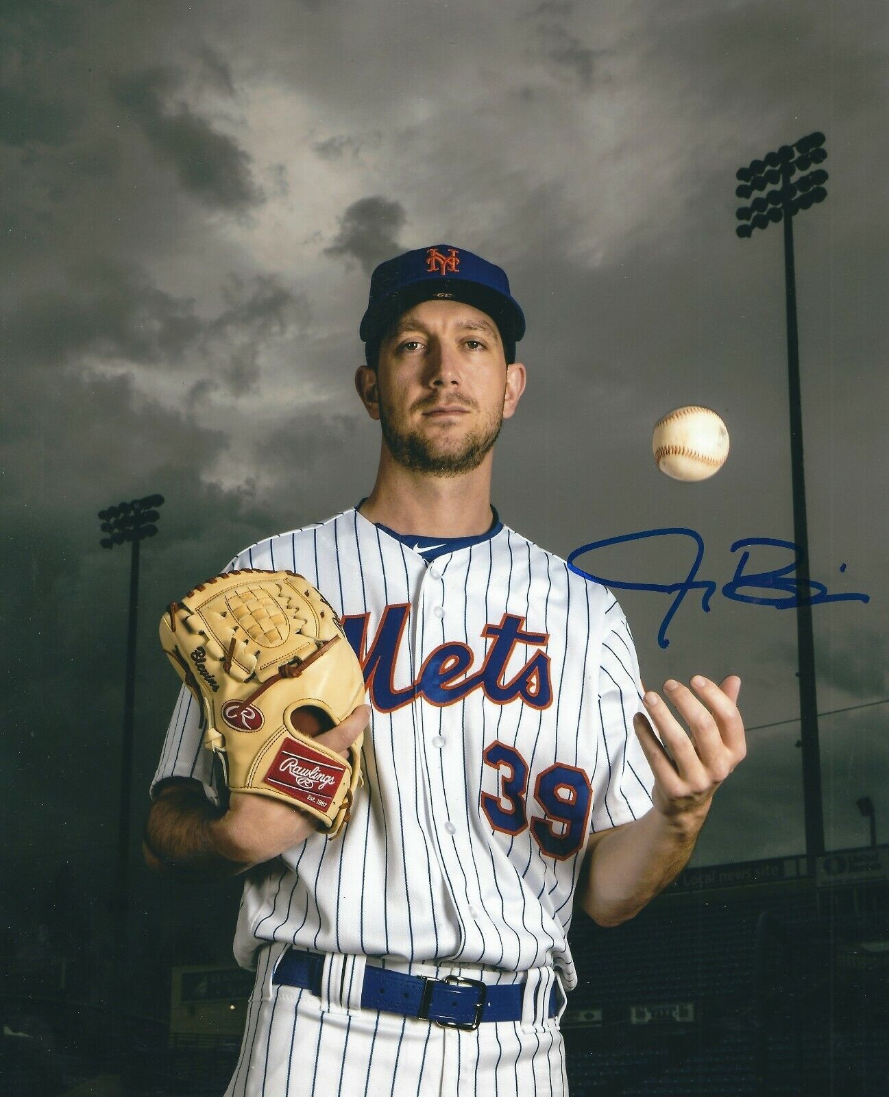 Autographed JERRY BLEVINS New York Mets 8x10 Photo Poster painting- COA