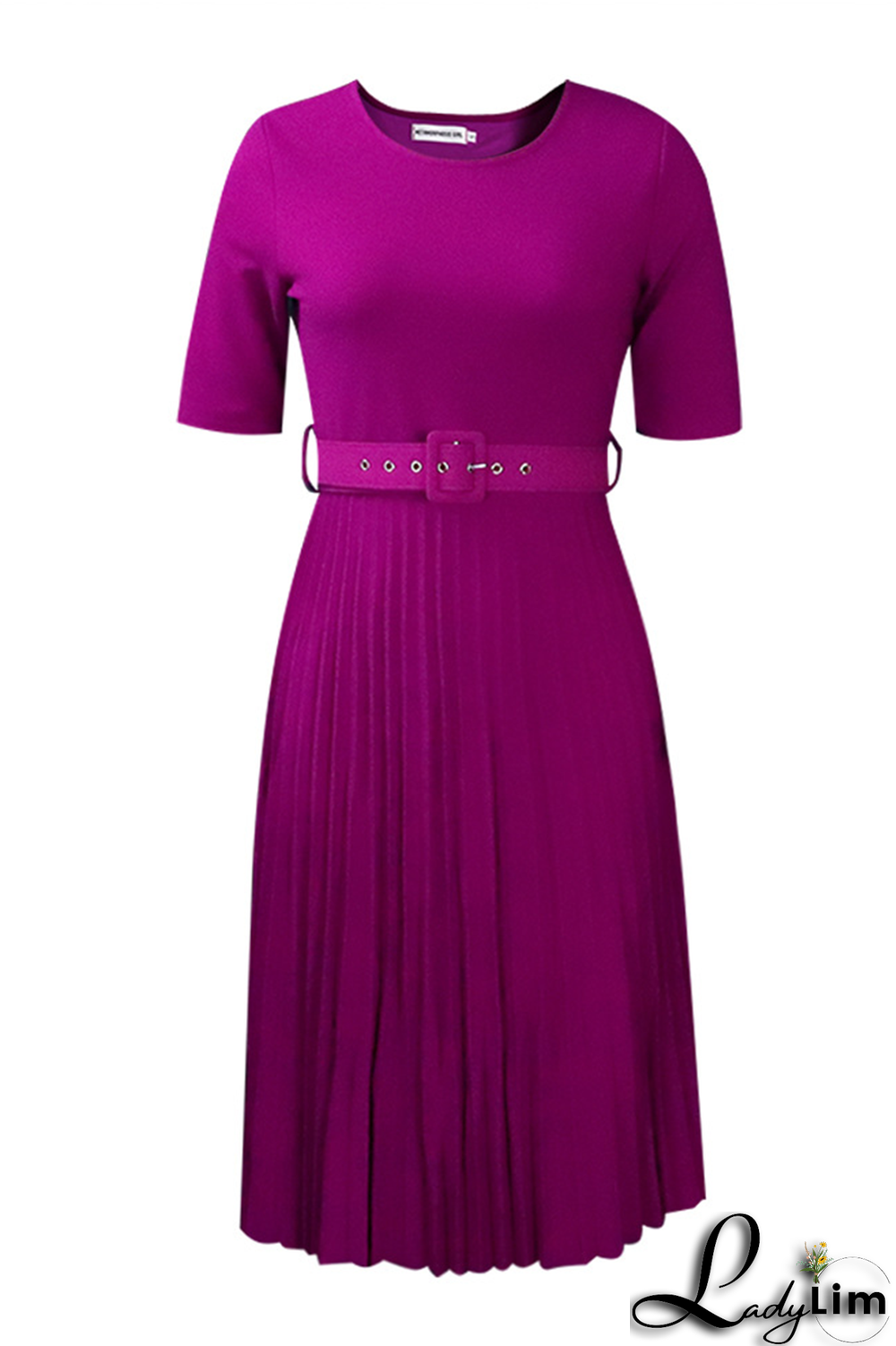 Red Casual Print Fold O Neck Waist Skirt Dresses