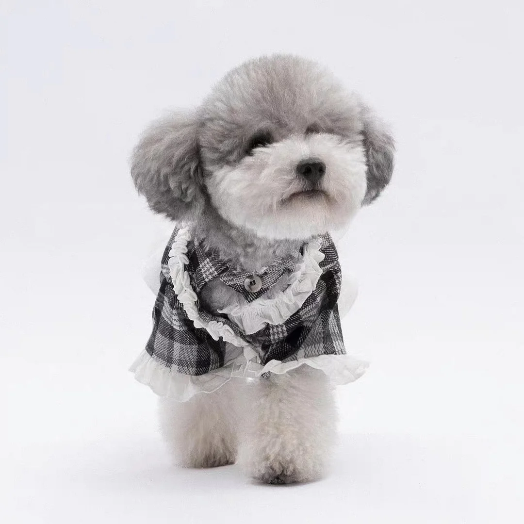 Dog Dress Gray Plaid roarxlpet