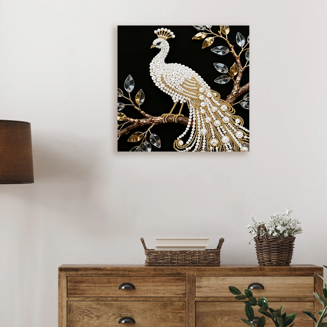 Peacock DIY Pearl Art Diamond Painting Kit for Adult Home Decor 25x25cm With Frame