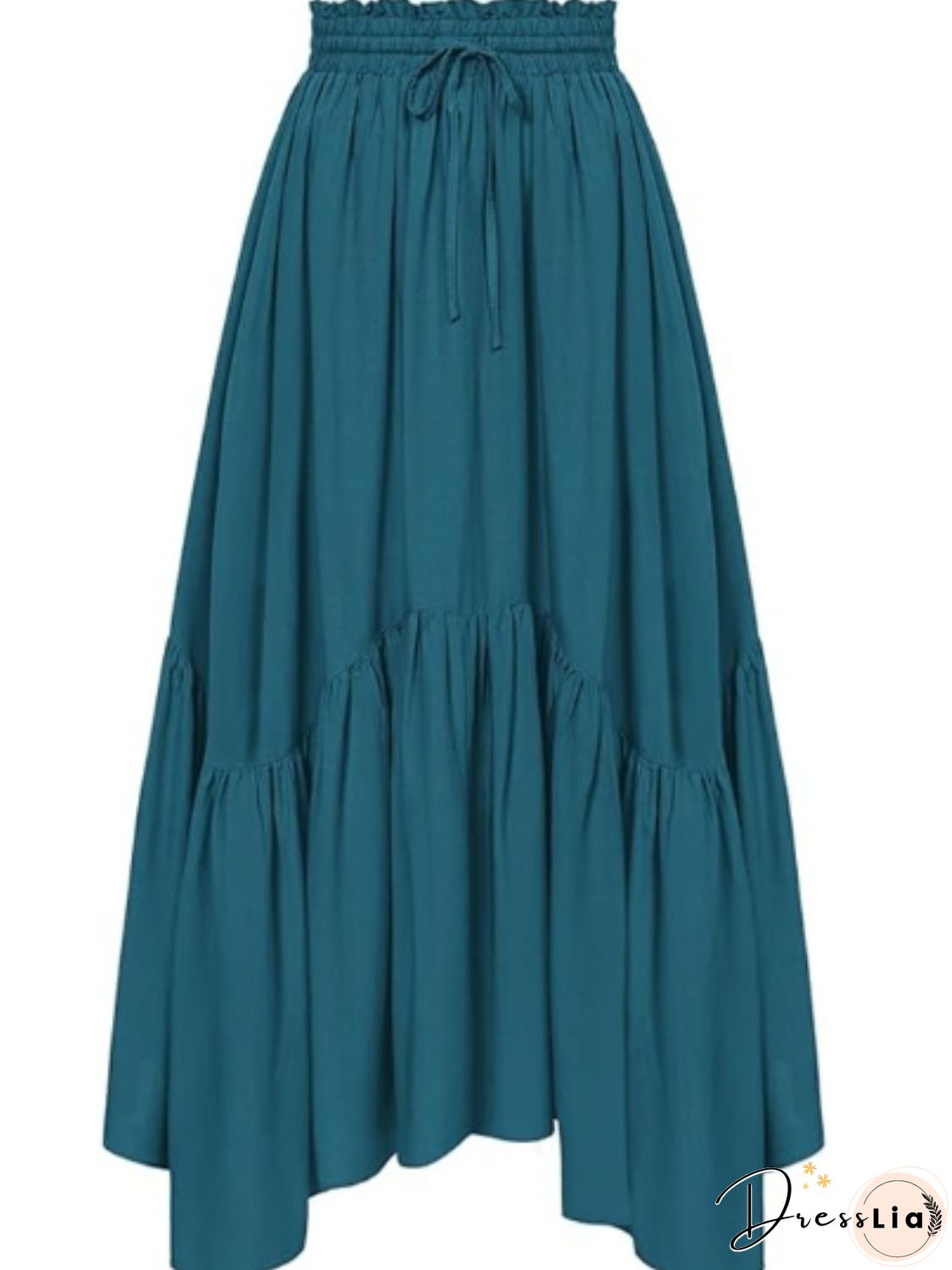 Smocked Waist Band Ruched Layered Skirt