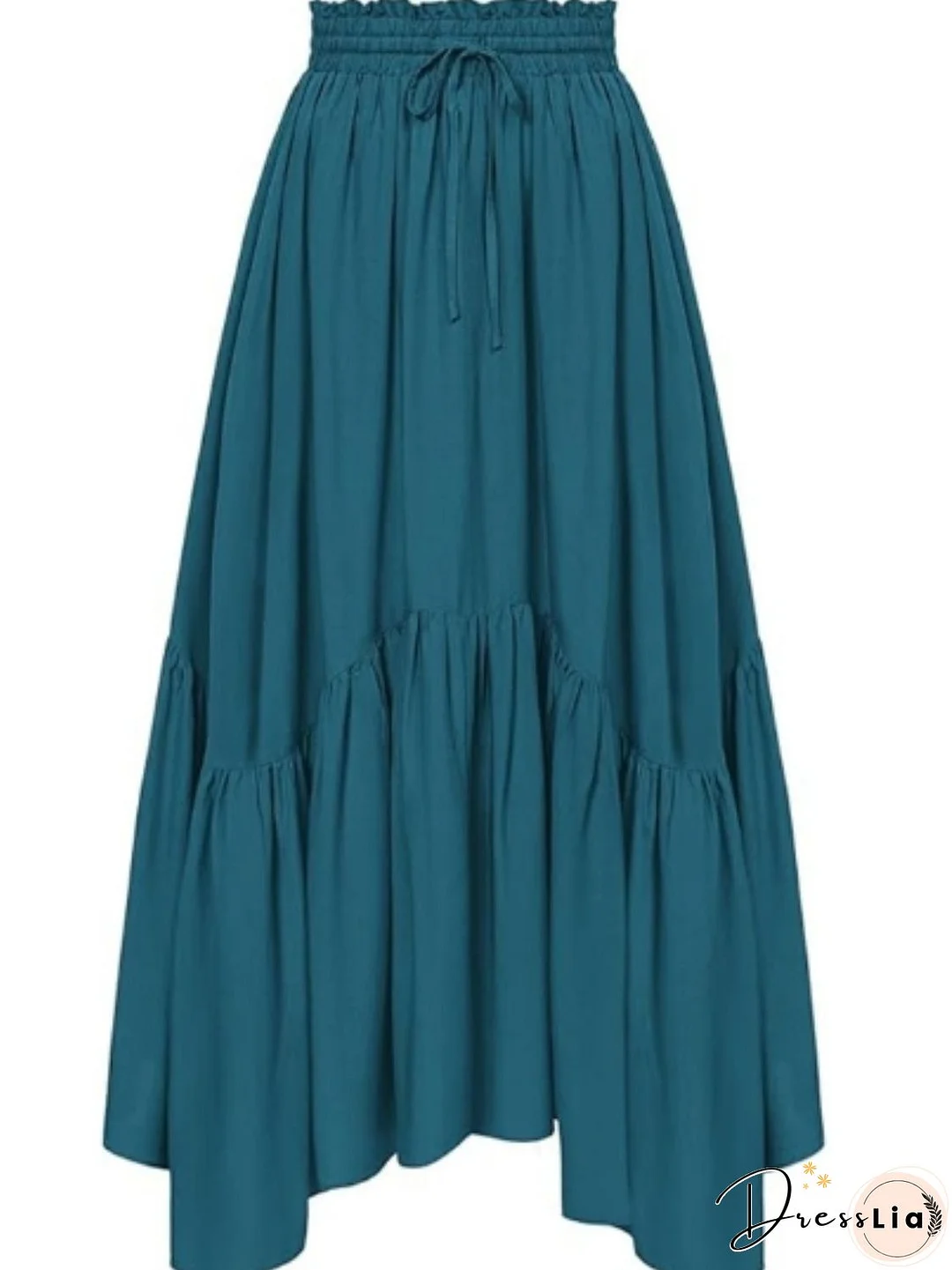 Smocked Waist Band Ruched Layered Skirt