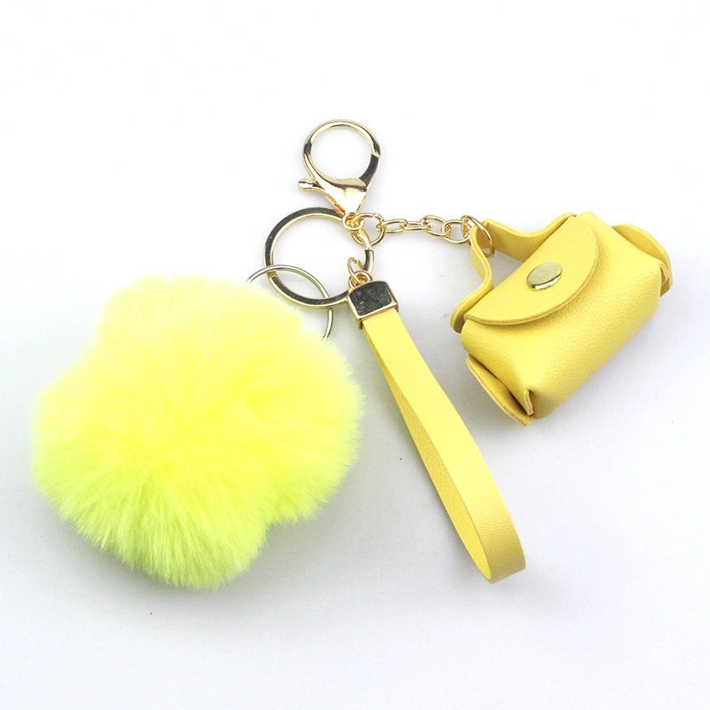 Lady Minimalist Solid Color Pu Leather Keychain