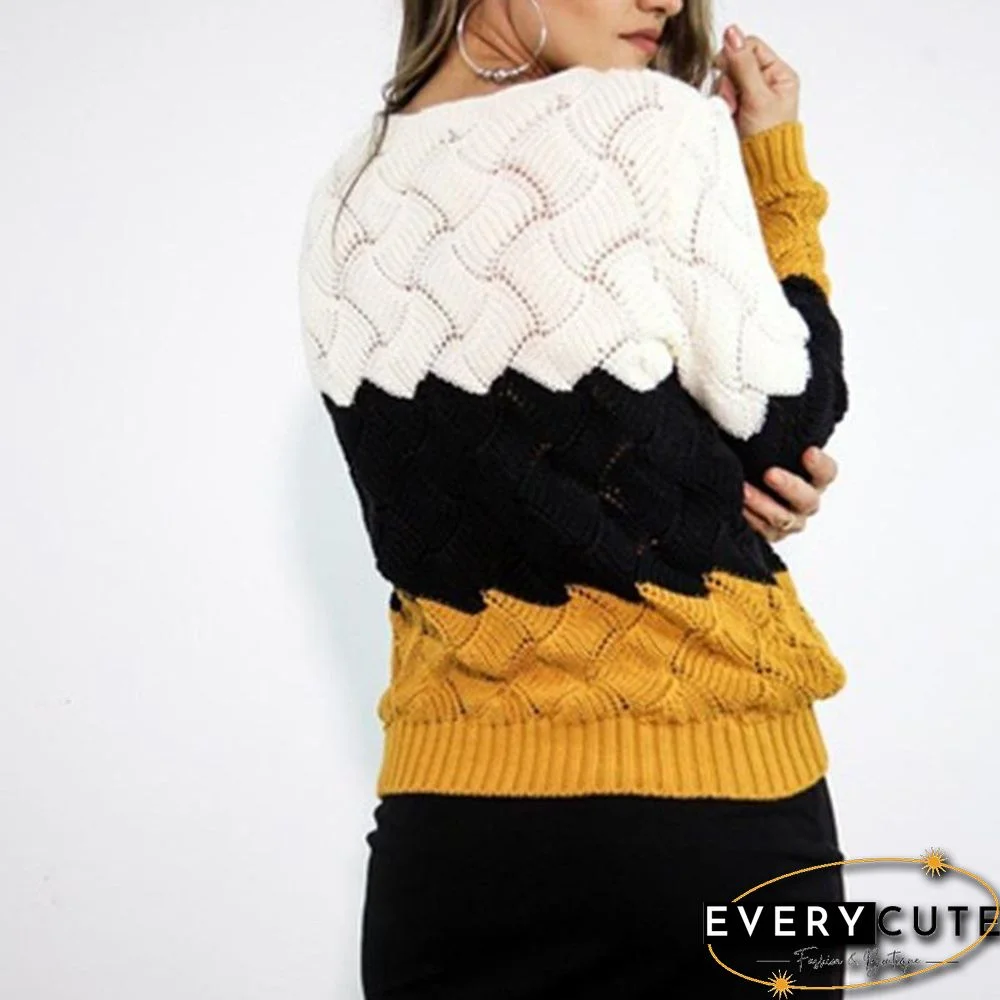 European and American Loose Rainbow Knitted Sweater