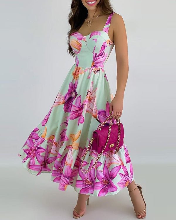 Sexy Sling Floral Irregular Loose Dress