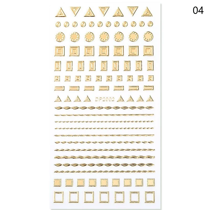 1PC Sliver Striping Tape 3D Nail Stickers Laser Geometry Lines Slider For Nails Gel Polish Decals For Manicures Decoration-Nail Inspo