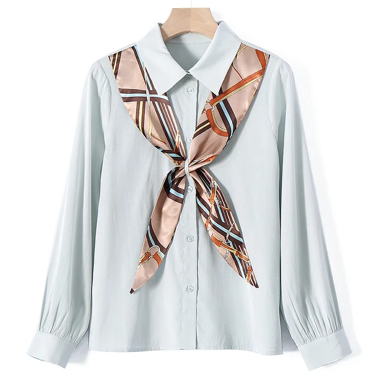 Lapel Pure Color Long Sleeve Shirt - Modakawa Modakawa