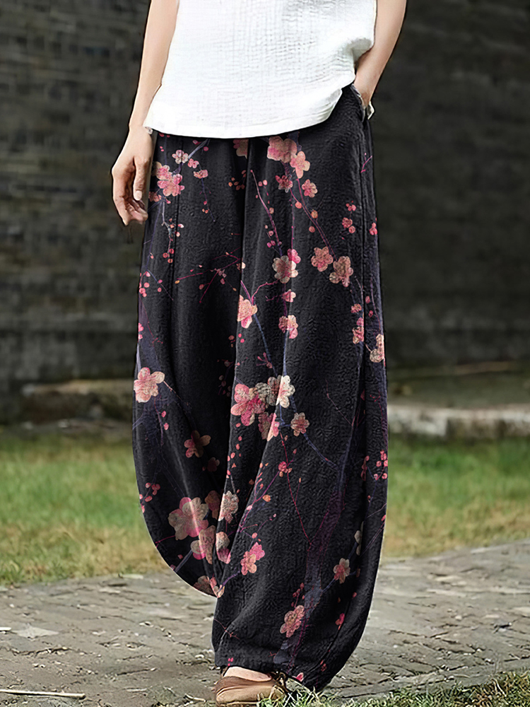 Comstylish Women'S Sakura Art Loose Casual Pants