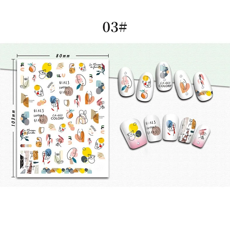 1 Sheet 3D Halloween Nail Sticker Christmas Skull Bone Snake Butterfly Maple Leaf Pattern Decals Manicures 3D Nail Decorations