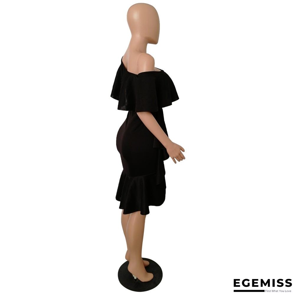 Fashion Wrap Chest Ruffle Collar Irregular Dress Dress | EGEMISS