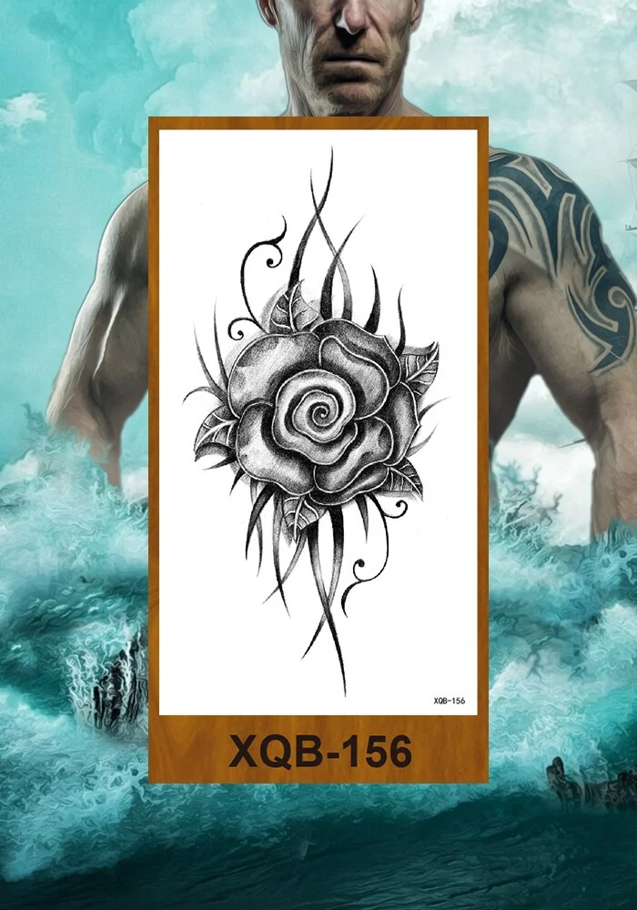 Temporary Tattoos Stickers Women Girl Chest Arm Fake Tatoo Lotus Peony Rose Magnolia Flowers Totem Face Body Makeup Waterproof