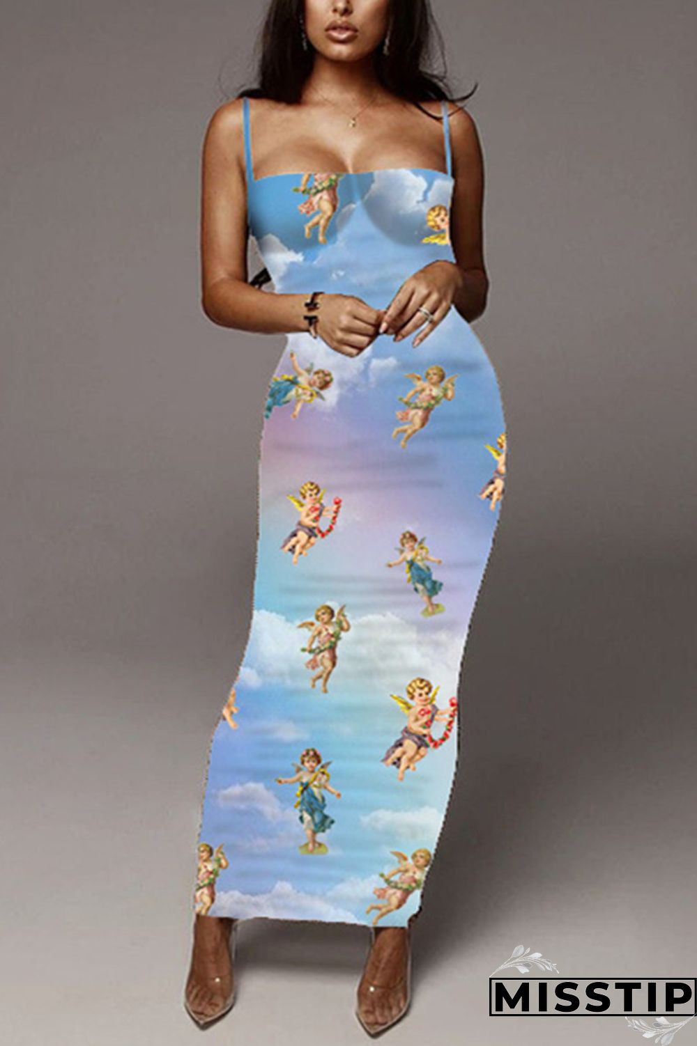 Butterfly Sexy Fashion Printed Sling Long Dress