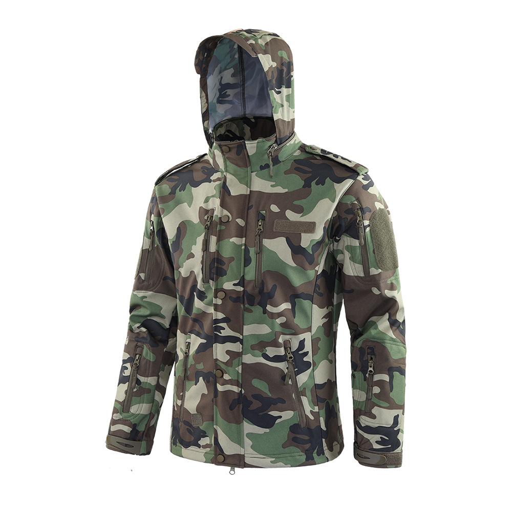 2021 Softshell Stand-up Collar Snap Camo Jacket Multi Zippers 2021 Softshell Stand-up Collar Snap Camo Jacket Multi Zippers