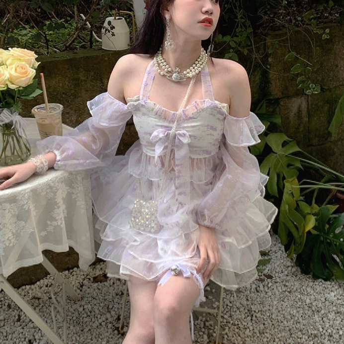 Floral Elegant Kawaii Party Skirt Top Set PE090