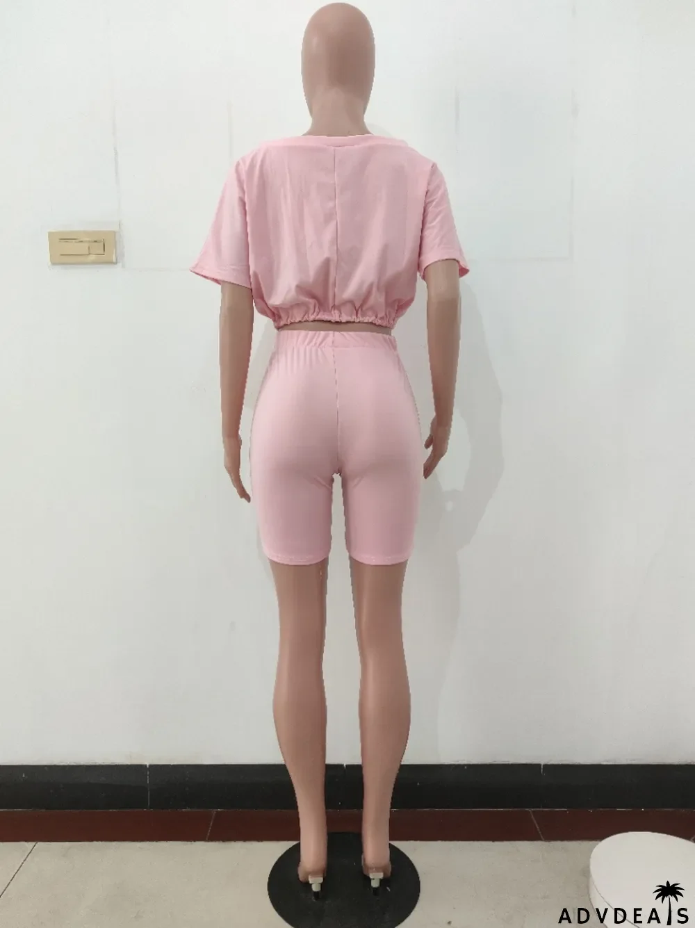 Casual Solid Color Short Sleeve Shorts Two Piece Sets