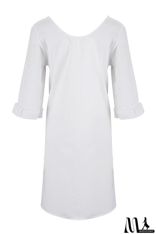 MidiSono - Button V Neck Loose Dress