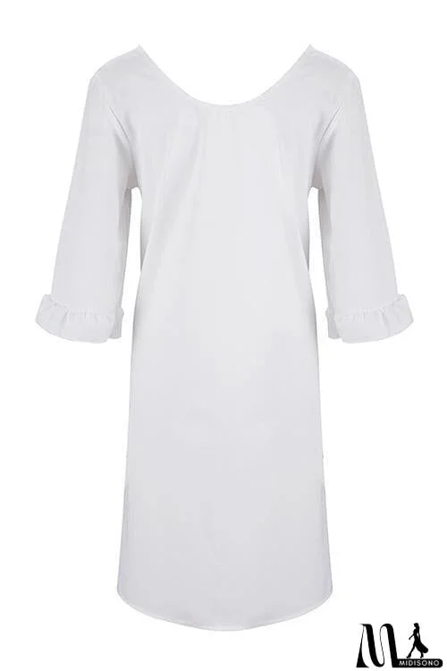 MidiSono - Button V Neck Loose Dress