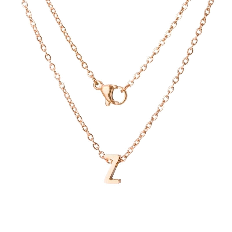 Stainless Steel Rose Gold Plated Minimalist Letter None Pendant Necklace