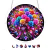 (18.5cm)DIY Acrylic Jigsaw Puzzle Window Hanging with Hanging Chain DIY Stained Glass Decoration Round Window Puzzle Decor for DIY Craft Project (Flower)