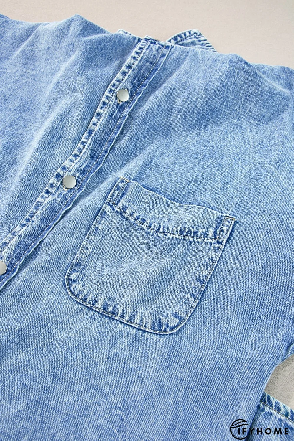 Denim Shirt Dress with Button Pockets | IFYHOME