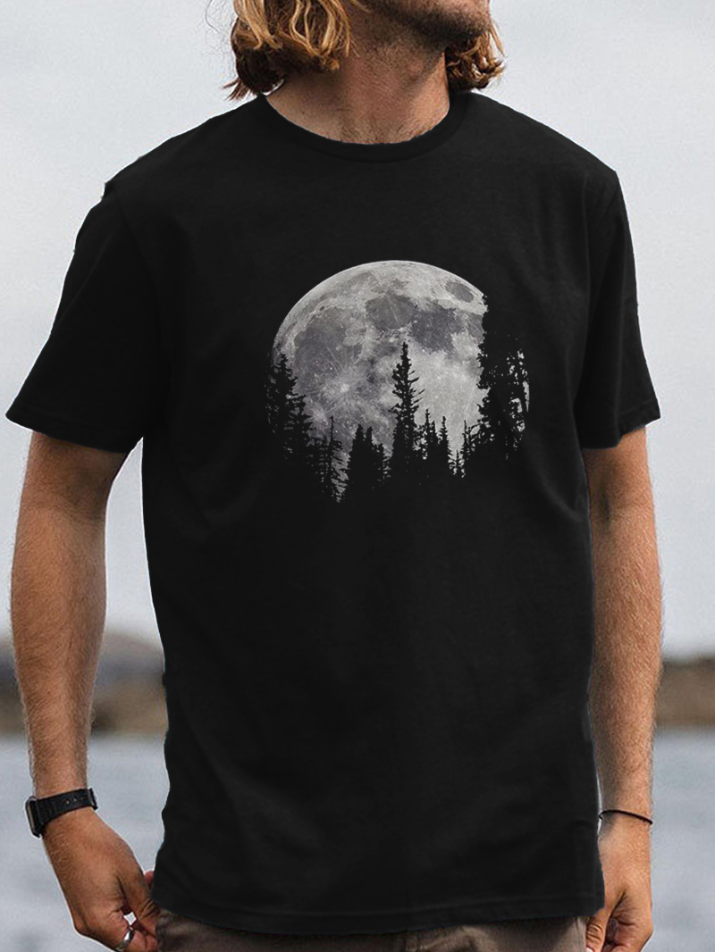 Moon Night Printed Casual T-Shirt