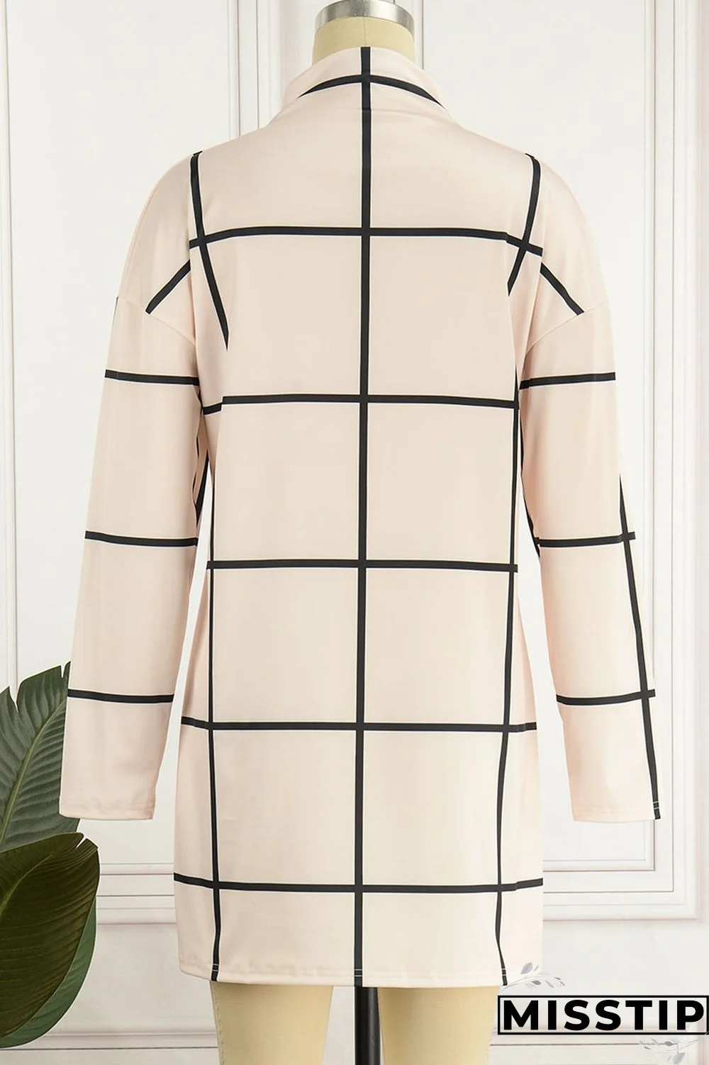 Cream White Casual Print Patchwork Half A Turtleneck Straight Dresses