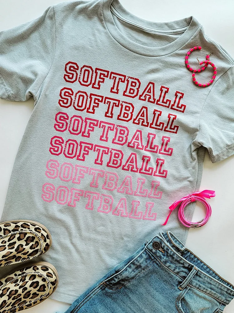 Softball Repeat Silver Womens T-Shirt