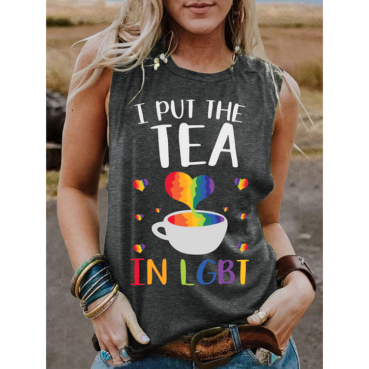 Women's I Put The Tea In The LGBT Print Tank Top socialshop