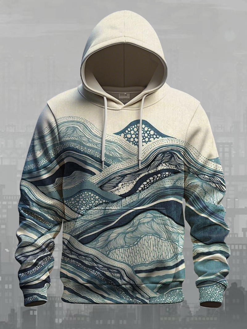 Men's Mountains & Waves Print Hoodie