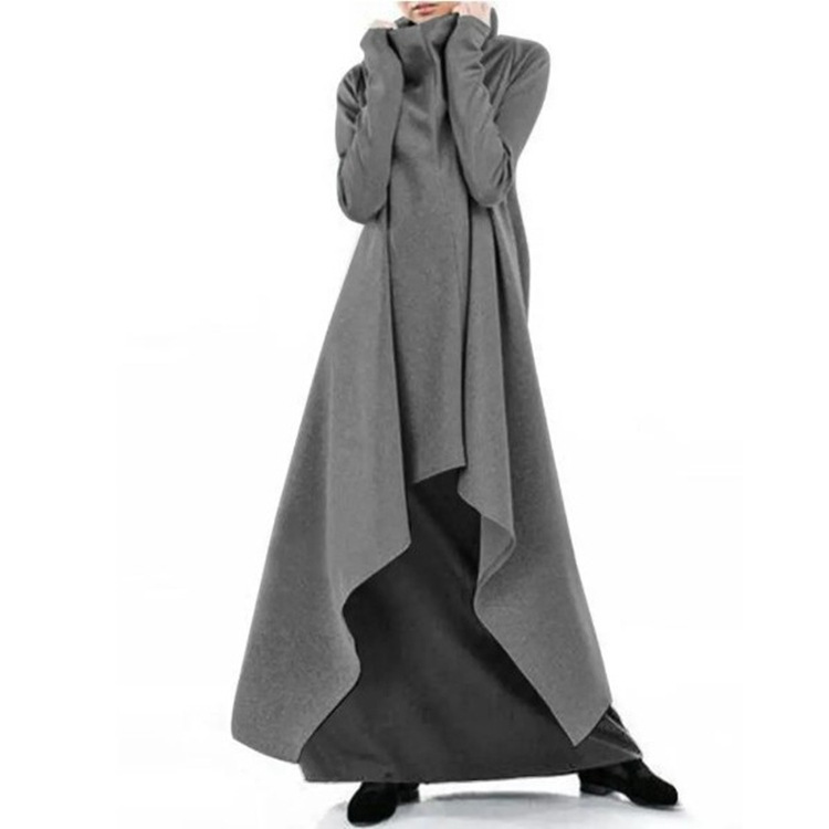 Irregular Solid Color High Collar Long Sleeve Sweatshirt