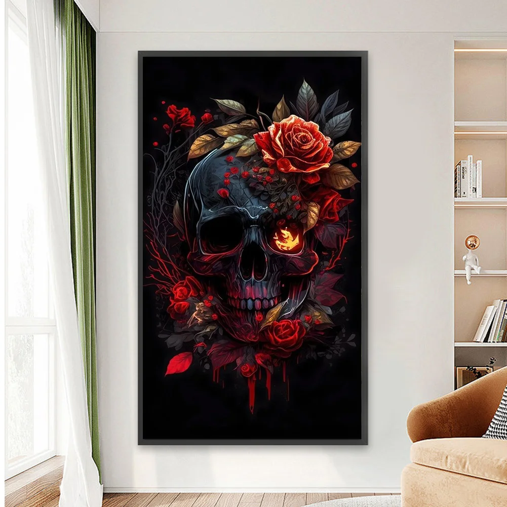 Diamond Painting - Full Round Drill - Rose Skull(Canvas|40*70cm)
